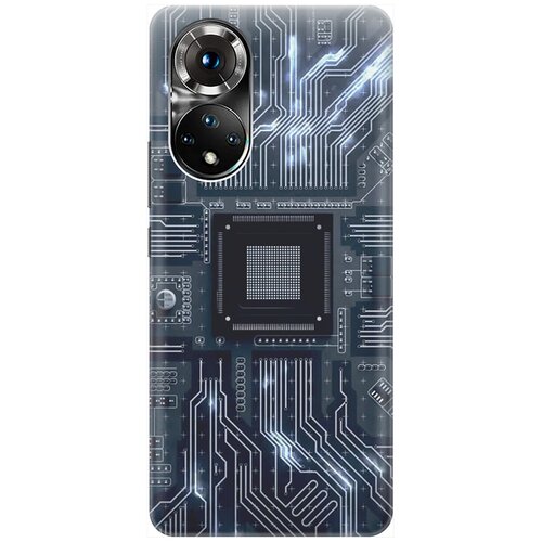 фото Силиконовый чехол на honor 50 / хонор 50 с принтом "синяя микросхема gosso
