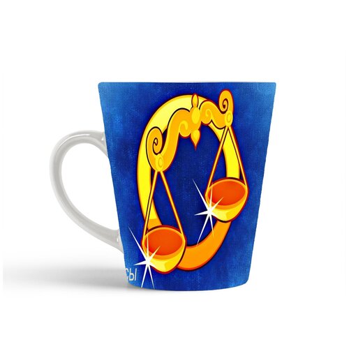 фото Кружка-латте coolpodarok знаки зодиака весы синий фон надпись