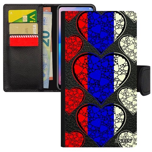 фото Простой чехол-книжка для телефона // apple iphone 7 plus // "флаг россии с сердцем" государственный стиль, utaupia, цветной