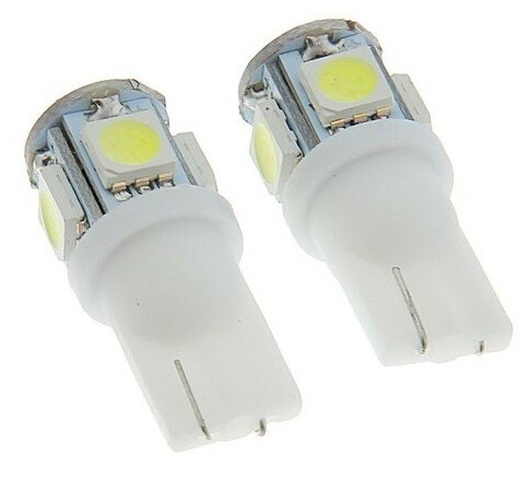 Автолампа светодиодная Cartage, T10 W5W, 12 В, 5 SMD-5050, набор 2 шт