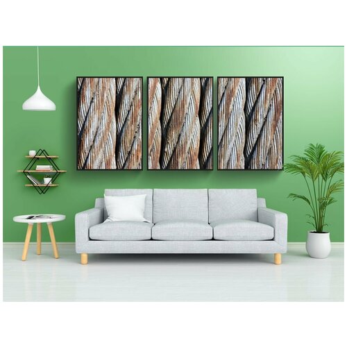 фото Набор модулных постеров для интерьера "стальные тросы, проволочная сетка, плетеный" 60x90 см. в тубусе, без рамки lotsprints