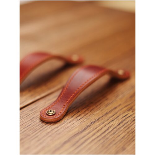 Ручка для мебели из кожи 1шт размер M форма фигурная рыжий цвет, фурнитура для мебели, аксессуары для мебели шкафа комода