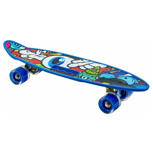 фото Детский скейтборд /скейтборд/ граффити глаз со светящимися колесами 55*14,5 см bramzeil
