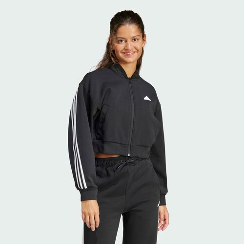 фото Бомбер adidas future icons 3-stripes, размер xs int, черный/белый