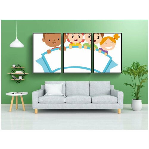 фото Набор модулных постеров для интерьера "ребенок, клипарт, милый" 60x90 см. в тубусе, без рамки lotsprints