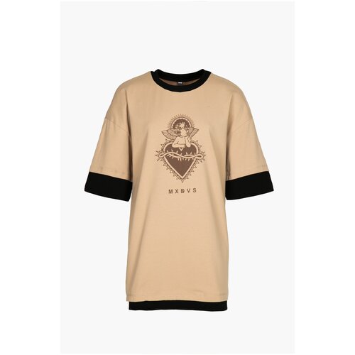 фото Футболка nota bene, размер 176, кэмел/черный