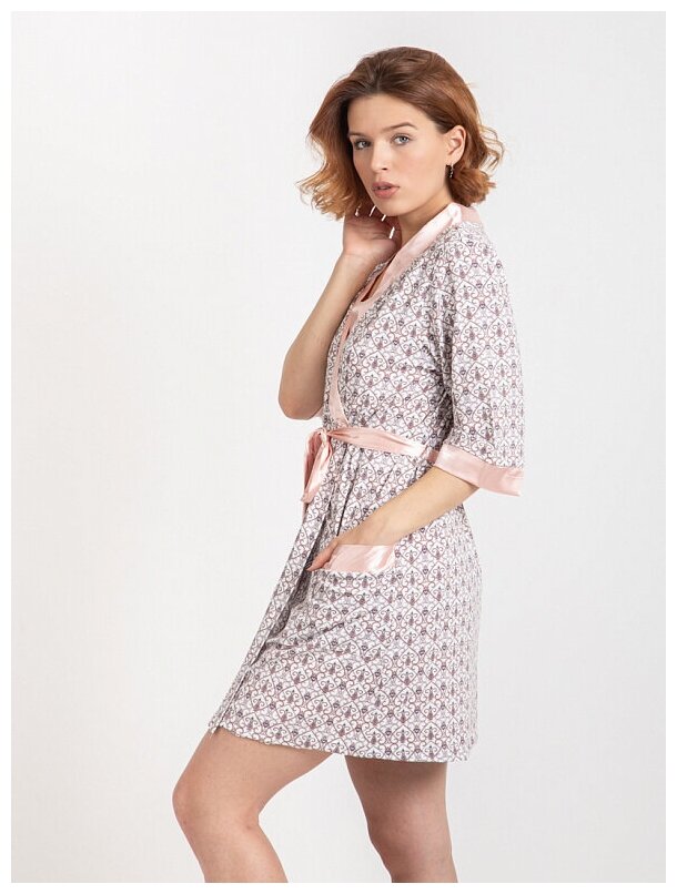 Комплект женский Lilians, сорочка, пеньюар, цвет карамель, размер 44 - фотография № 2