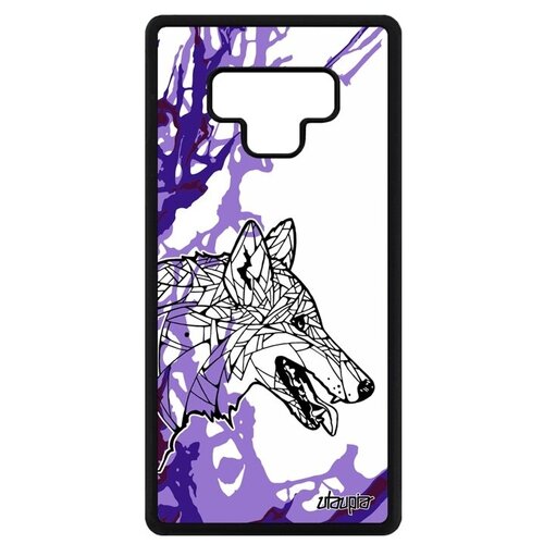фото Противоударный чехол на телефон // galaxy note 9 // "волк" злой дизайн, utaupia, фиолетовый