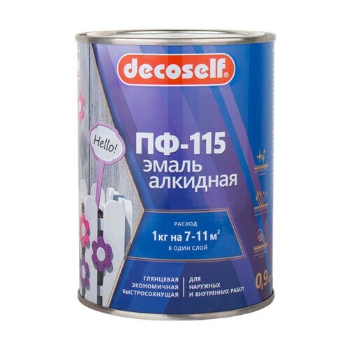 Декоселф эмаль ПФ-115 синяя (0,9кг) / DECOSELF эмаль ПФ-115 синяя (0,9кг) декоселф эмаль пф 115 белая 1 9кг decoself эмаль пф 115 белая 1 9кг