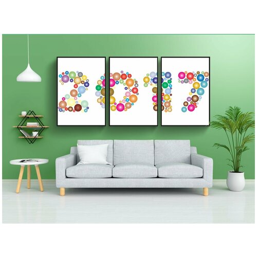 фото Набор модулных постеров для интерьера "двадцать семнадцать, изобразительное искусство, календарь" 60x90 см. в тубусе, без рамки lotsprints