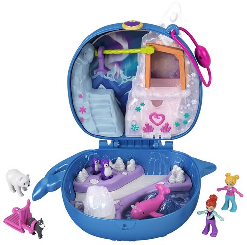 Фигурка Polly Pocket Freezin Fun Narwhal Compact, 2 Micro Dolls and Accessories