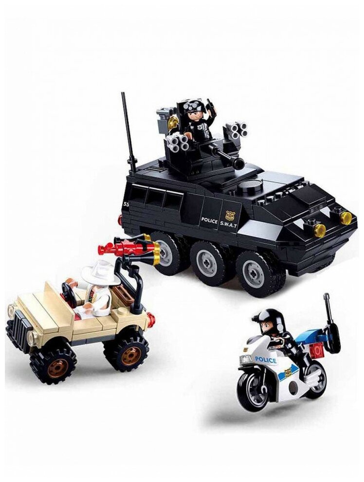 Конструктор Полиция машина с фигурками (324 детали) Sluban