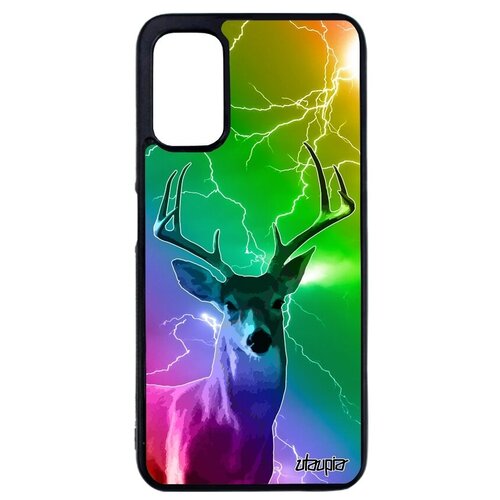 фото Дизайнерский чехол на // xiaomi redmi note 10 4g // "олень" марал олененок, utaupia, оранжевый