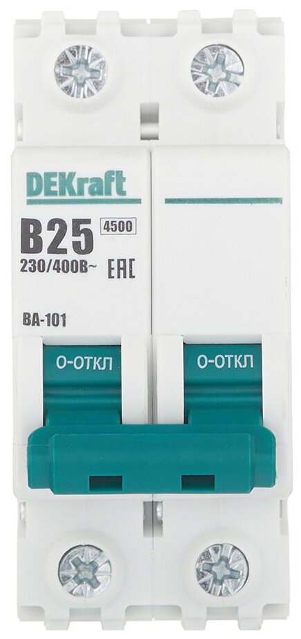 DEKraft Автоматический выключатель 2Р 25А х-ка B ВА-101 4,5кА