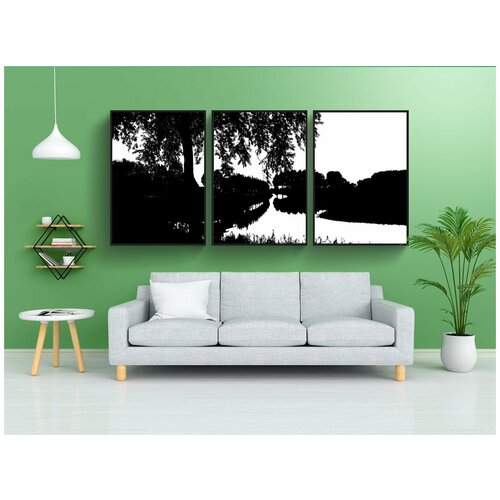 фото Набор модулных постеров для интерьера "пейзаж, деревья, силуэт" 60x90 см. в тубусе, без рамки lotsprints