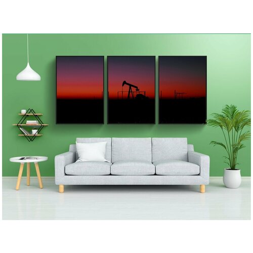 фото Набор модулных постеров для интерьера "промышленность, заход солнца, ископаемые виды топлива" 60x90 см. в тубусе, без рамки lotsprints