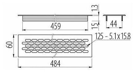 Решетка вентиляционная 480х60 мм, алюминий, 1 шт - фотография № 2