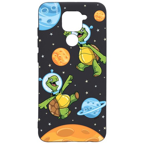 фото Силиконовый чехол-накладка silky touch 3d для xiaomi redmi note 9 с принтом "cosmoturtles" черный gosso