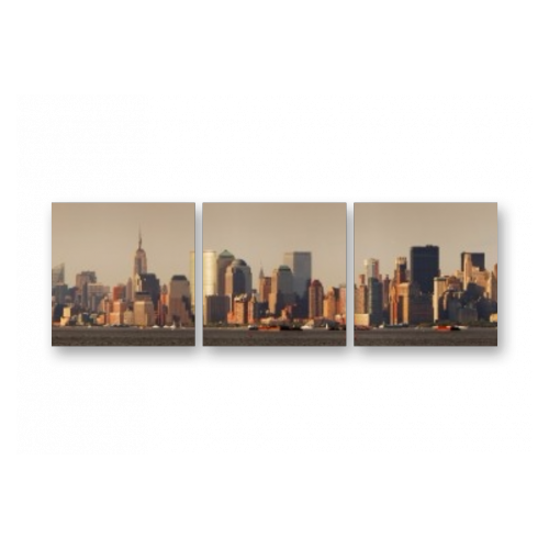 Модульная картина на стекле | Diva Kartina | Город. Нью-Йорк Манхеттен дневная панорама | 120X40 см