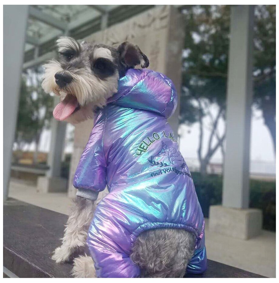 Куртка для собак фиолетовая непромокаемая (Размер: XL) грудь собаки 42-47 см; Длина спинки 32-34 см; окружность шеи см 31 ;