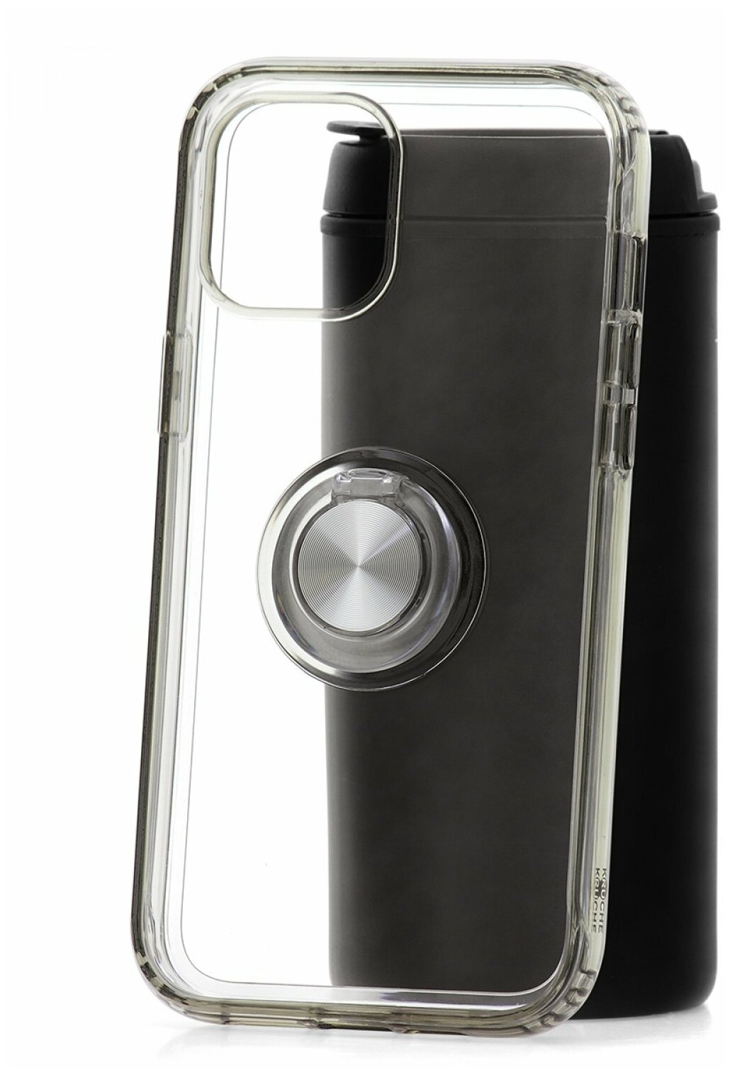 Чехол с кольцом для Apple iPhone 12 Pro Max КRUЧЕ Ring Black, силиконовый бампер с защитой камеры, пластиковый защитный кейс, прозрачная накладка