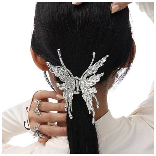 Заколка краб для волос 784 металлическая бабочка