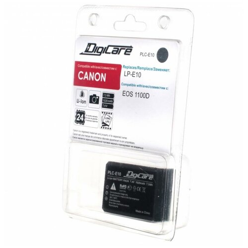 Аккумулятор DigiCare PLC-E10 ( LP-E10 для EOS 1100, 1200D) ack e10 power adapter for canon eos 1100d eos 1200d 1300d onleny