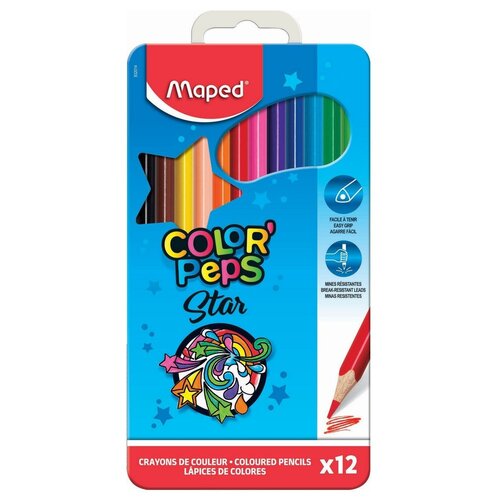 Maped Цветные карандаши Color Peps 12 цветов, металлическая коробка (832014), 12 шт.