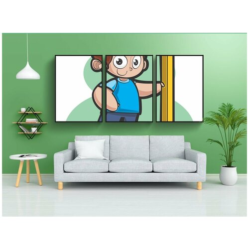 фото Набор модулных постеров для интерьера "мальчик, карандаш, рисование" 60x90 см. в тубусе, без рамки lotsprints