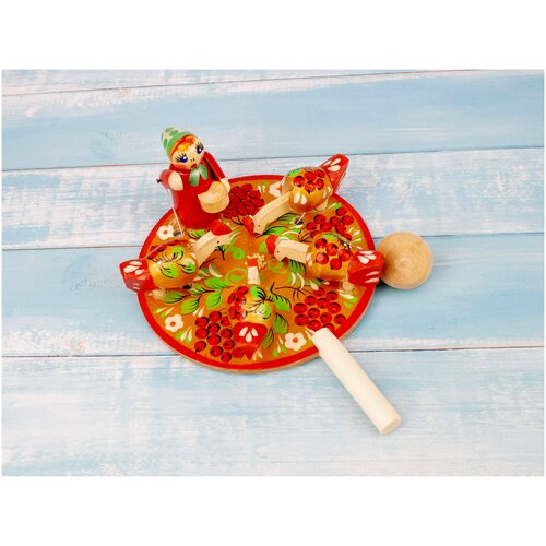 Игрушка деревянная двигающаяся курочки клюющие зерно