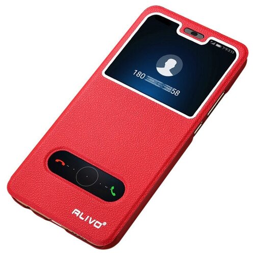 фото Чехол-книжка mypads для huawei nova 2 5.0 (bac-al00) с окошком для входящих вызовов и свайпом красный