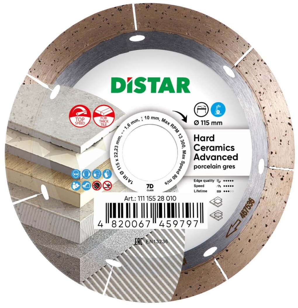 Диск алмазный отрезной Distar 1A1R Hard ceramics Advanced 11115528010