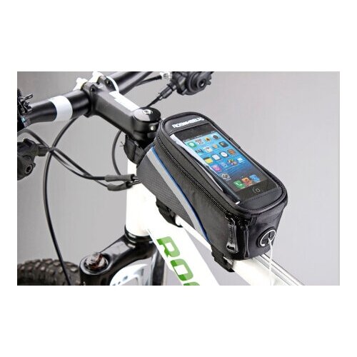 фото Сумка для велосипеда mingda сумка на раму l19,5хh9хw8,5 с отделением для смартфона, окошко 4,8", крепление на липучках, материал 420d влагостойкий tbs