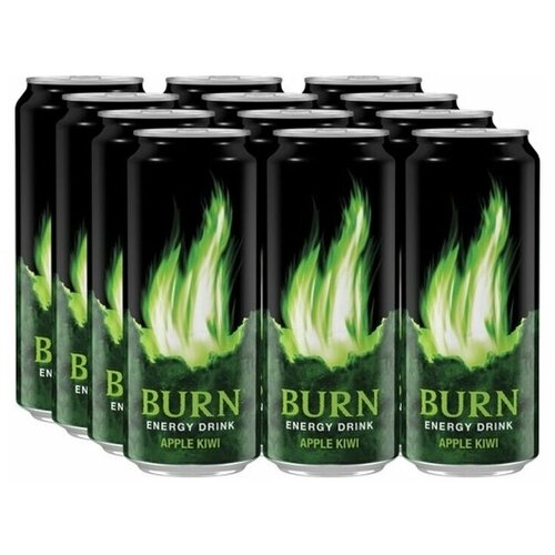 Энергетический напиток BURN Берн Киви-Яблоко 0.449 л. упаковка 12 штук ж/б