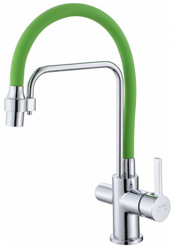 Смеситель для кухни (мойки) с подключением к фильтру питьевой воды Hansen H15087T зелёный хром