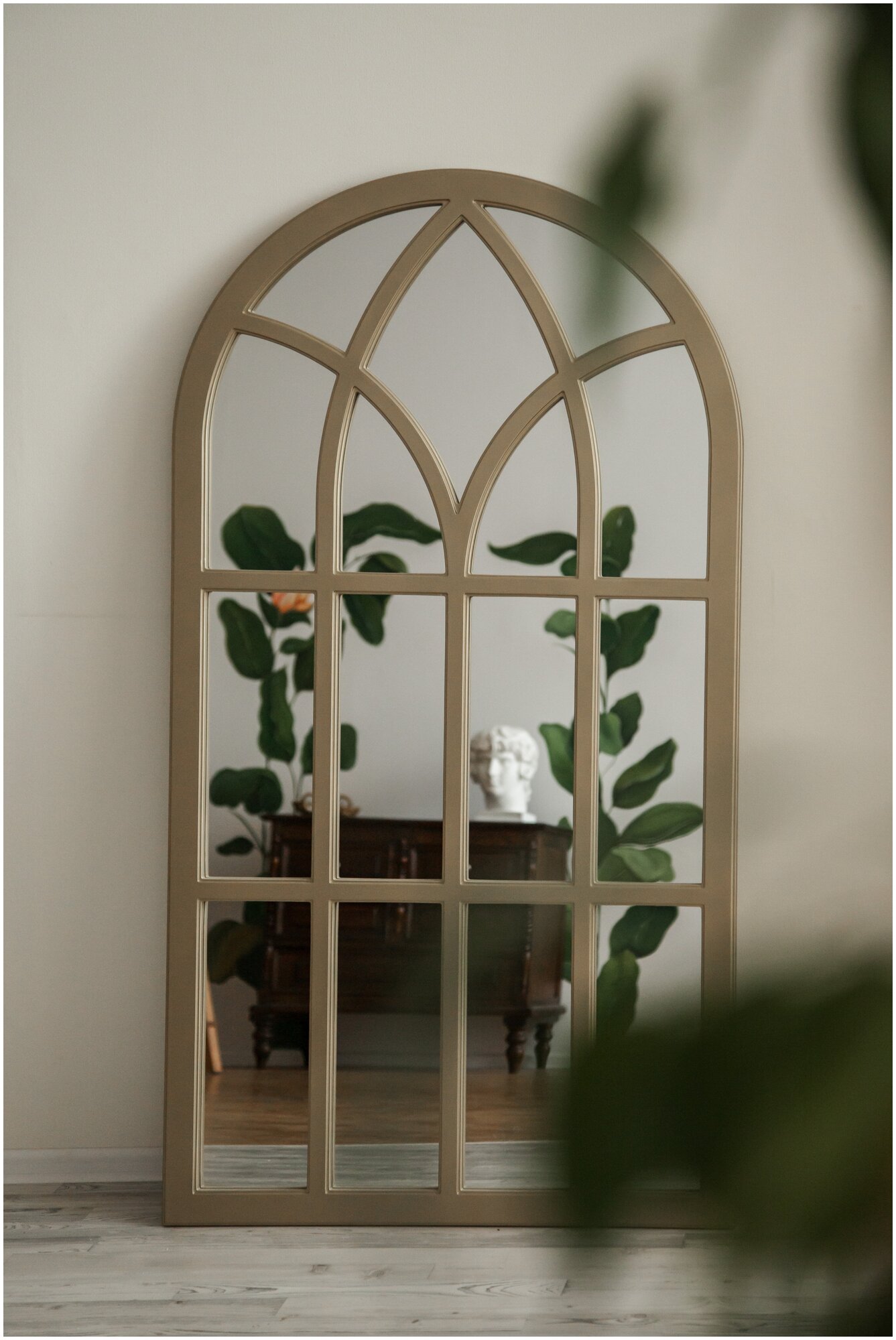 Зеркало арочное декоративное (фальш окно) настенное / напольное 90х170 см - фотография № 4
