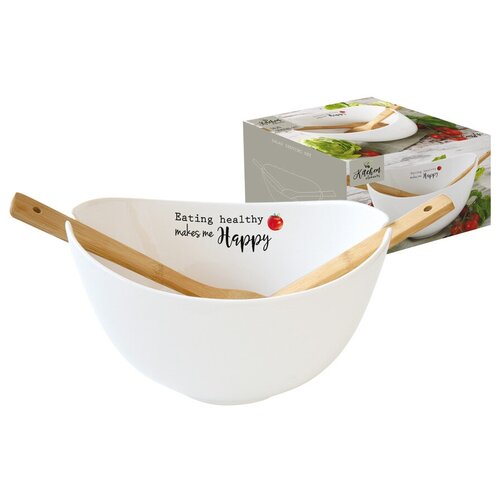 фото Салатник с деревянными ложками kitchen elements 28х16 см, фарфор, easy life, el-r1907_kite