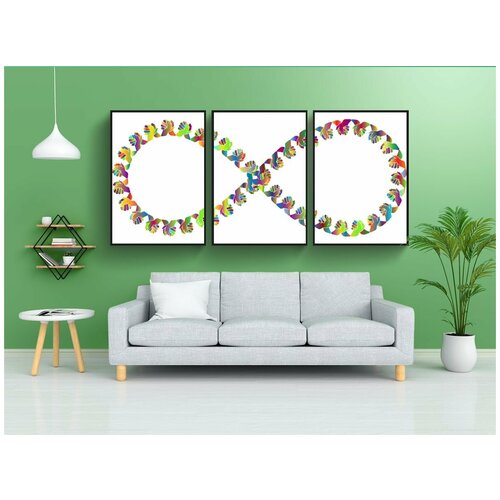 фото Набор модулных постеров для интерьера "руки, бесконечность, волонтер" 60x90 см. в тубусе, без рамки lotsprints