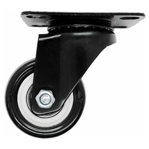 Колесо мебельное поворотное на площадке (Опора колесная, колесо для мебели) 50 мм с пятой, подшипником, черное (SANBERG)
