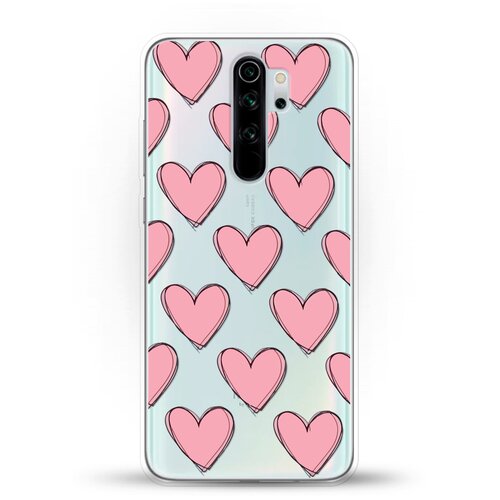 фото Силиконовый чехол узор из сердец на xiaomi redmi note 8 pro andy & paul