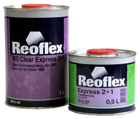 Быстросохнущий лак Reoflex RX C-06 MS 3+1 Clear Express 0,5 л. с отвердителем 0,17 л.