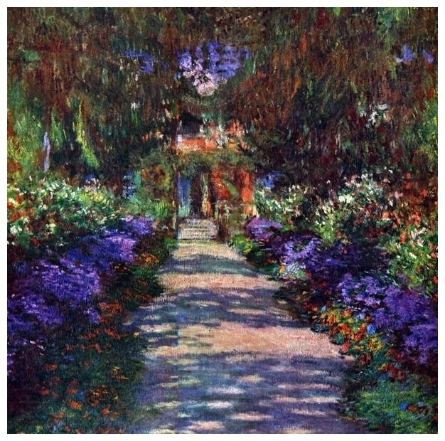 Репродукция на холсте Садовая дорожка (Garden Path) Моне Клод 30см. x 30см.