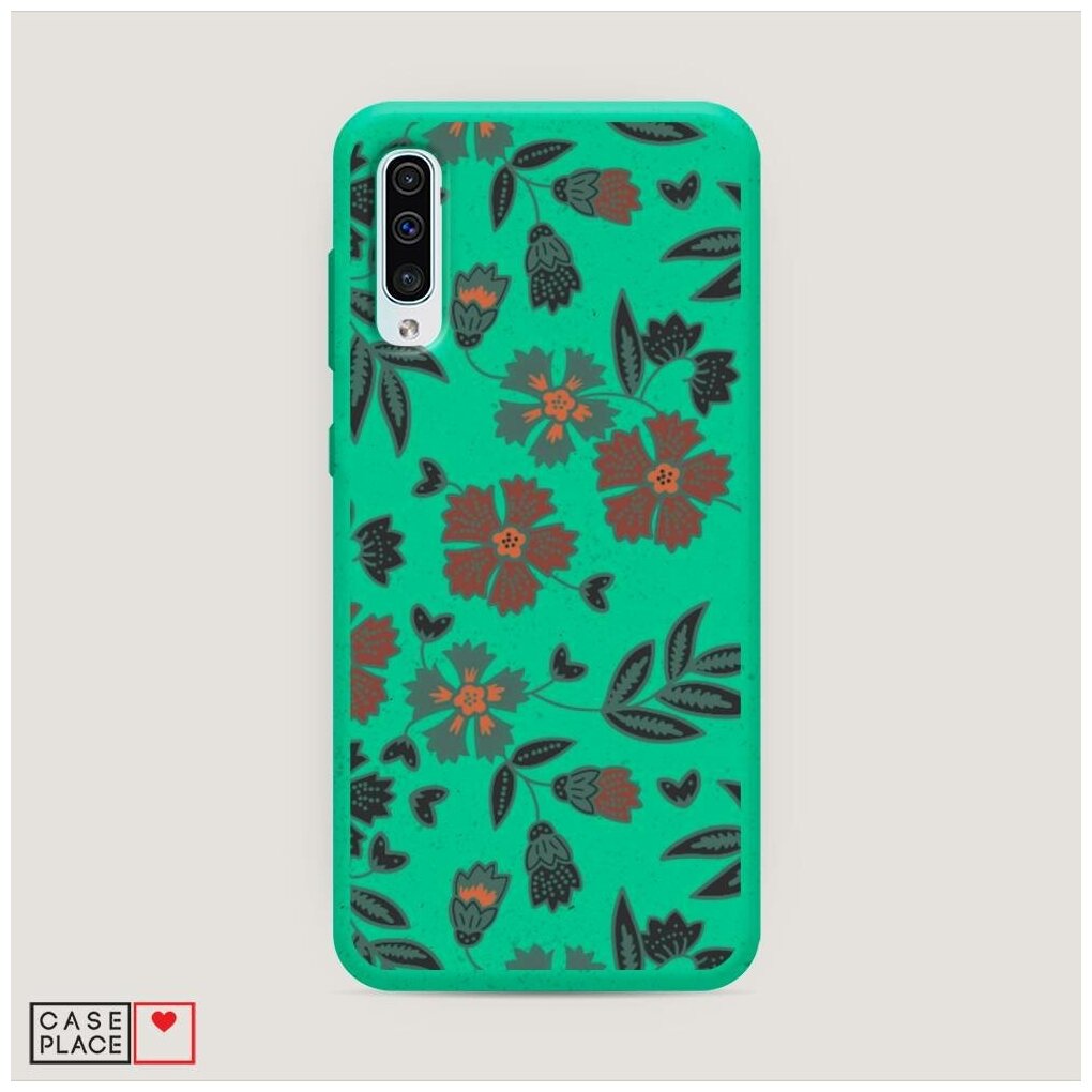 Эко чехол "Красно-зеленые васильки" на Samsung Galaxy A50 / Самсунг Галакси А50