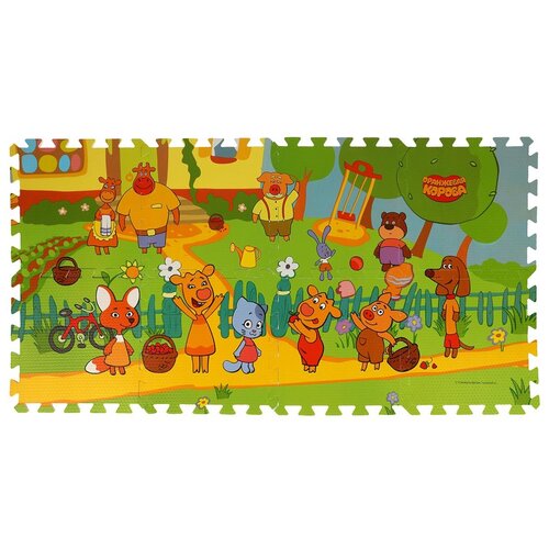 Коврик-пазл Играем вместе Оранжевая корова (FS-OC), разноцветный, 32х32 см, 8 элементов