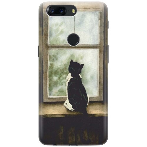 фото Re:pa накладка transparent для oneplus 5t с принтом "кот у окна"
