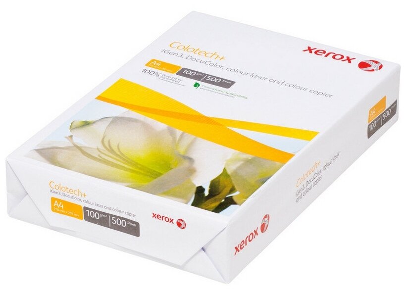 Бумага для цв. лазер. печ. XEROX Colotech plus (А4,100г,170%CIE) пачка500л.