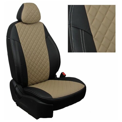 фото Чехлы на сиденья mazda 6 3 gl, рестайлинг 2002-2020 экокожа черный, бежевый автопилот ma-6-6s12-chetb-r