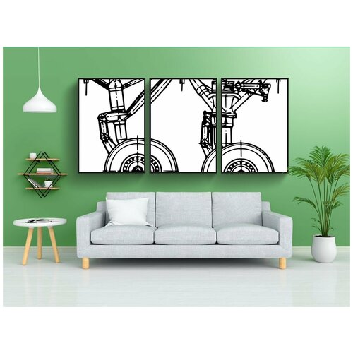 фото Набор модулных постеров для интерьера "самолет, посадка, механизм" 60x90 см. в тубусе, без рамки lotsprints