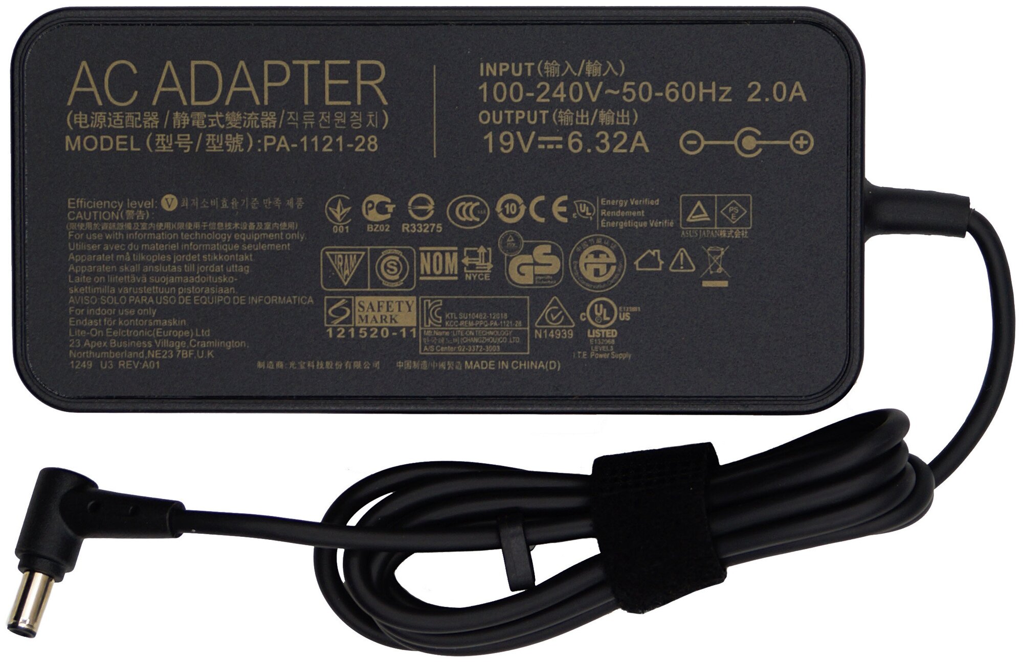 Блок питания для Asus 19V 6.32A 120W / PA-1121-28 / A15-120P1A / ADP-120RH B / fx505dy / fx505gd / fx705dd / fx705dy / fx705gd (штекер 6.0x3.7мм)
