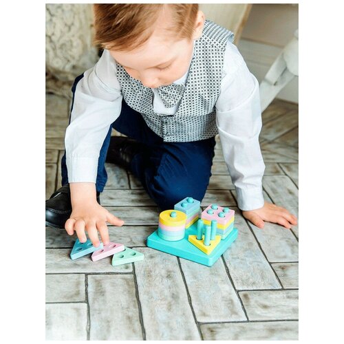 Деревянный сортер пирамидка монтессори Колышки развивающая игра, BeeZee Toys